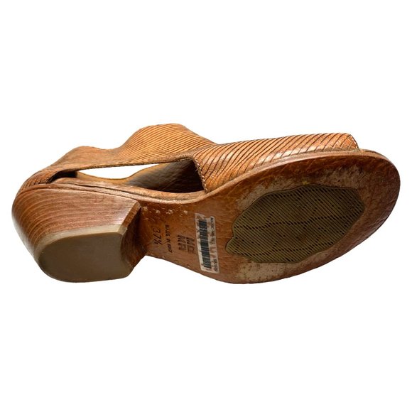 MOMA Womens Italian Leather Laser Cut Out Peep Toe Booties - Picture 5 of 12